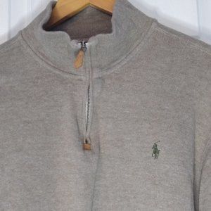 Polo by Ralph Lauren 1/4 zip sweater XL-100 cotton-heathered brown